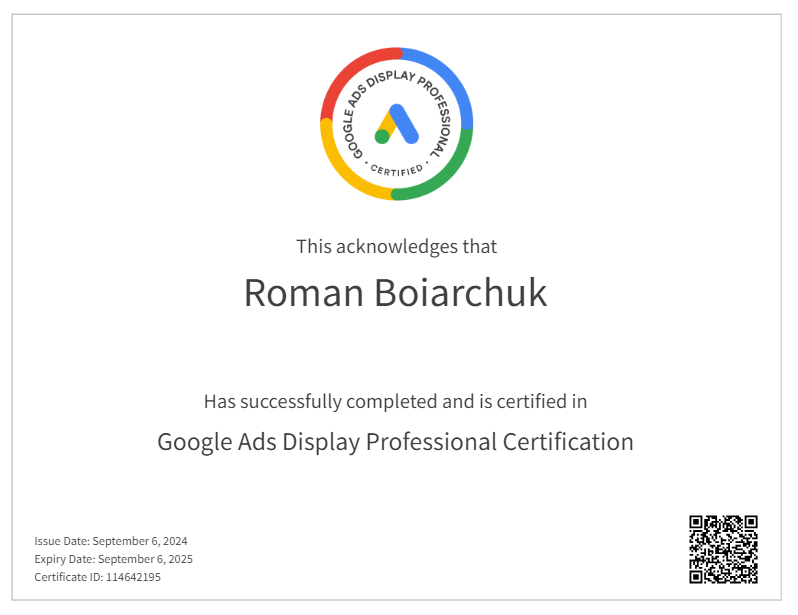 Google Ads Display Professional Certification