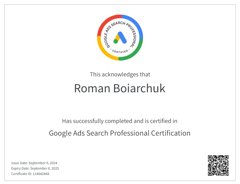 Google Ads Search Professional Certification