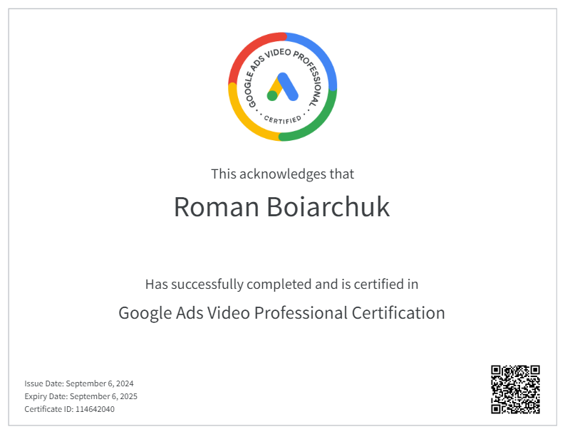 Google Ads Video Professional Certification